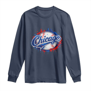 Chicago Pride Dripping Baseball Graphic Long Sleeve Shirt TS10 Navy Print Your Wear