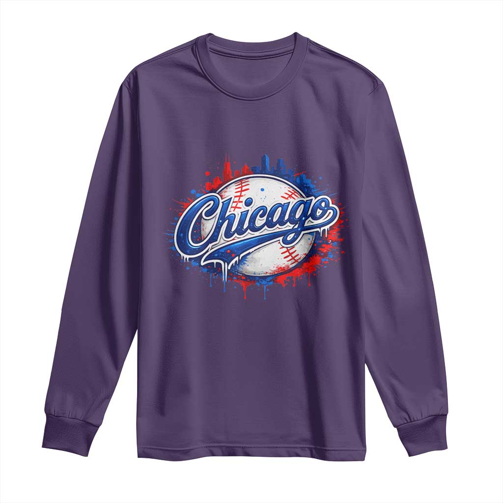 Chicago Pride Dripping Baseball Graphic Long Sleeve Shirt TS10 Purple Print Your Wear
