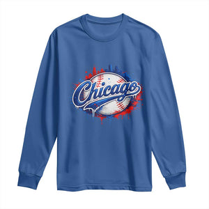 Chicago Pride Dripping Baseball Graphic Long Sleeve Shirt TS10 Royal Blue Print Your Wear