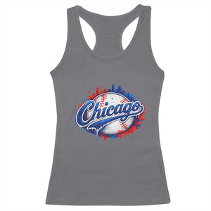 Chicago Pride Dripping Baseball Graphic Racerback Tank Top TS10 Charcoal Print Your Wear