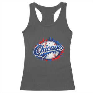 Chicago Pride Dripping Baseball Graphic Racerback Tank Top TS10 Dark Heather Print Your Wear