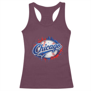Chicago Pride Dripping Baseball Graphic Racerback Tank Top TS10 Maroon Print Your Wear