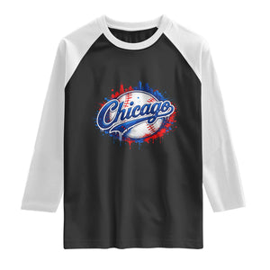 Chicago Pride Dripping Baseball Graphic Raglan Shirt TS10 Black White Print Your Wear
