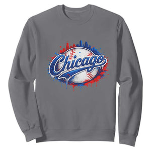 Chicago Pride Dripping Baseball Graphic Sweatshirt TS10 Charcoal Print Your Wear
