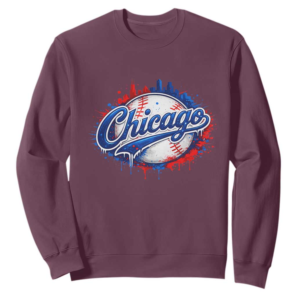 Chicago Pride Dripping Baseball Graphic Sweatshirt TS10 Maroon Print Your Wear