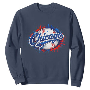 Chicago Pride Dripping Baseball Graphic Sweatshirt TS10 Navy Print Your Wear