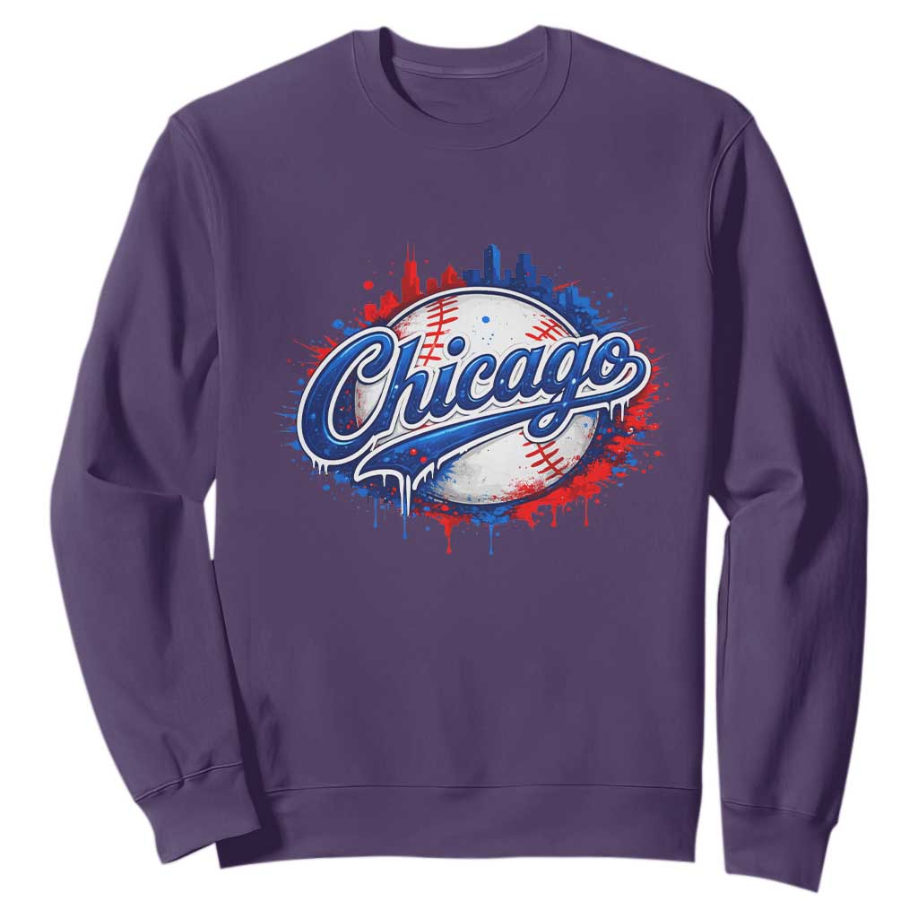 Chicago Pride Dripping Baseball Graphic Sweatshirt TS10 Purple Print Your Wear