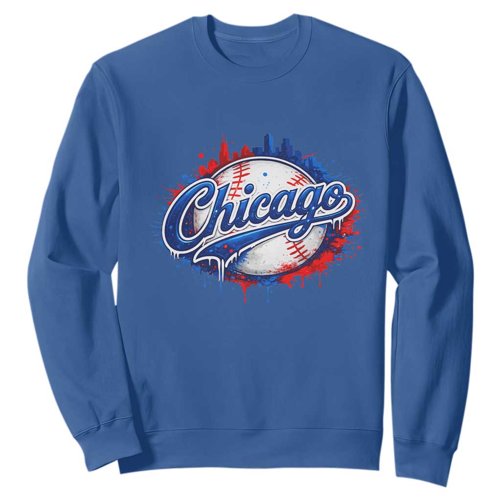 Chicago Pride Dripping Baseball Graphic Sweatshirt TS10 Royal Blue Print Your Wear