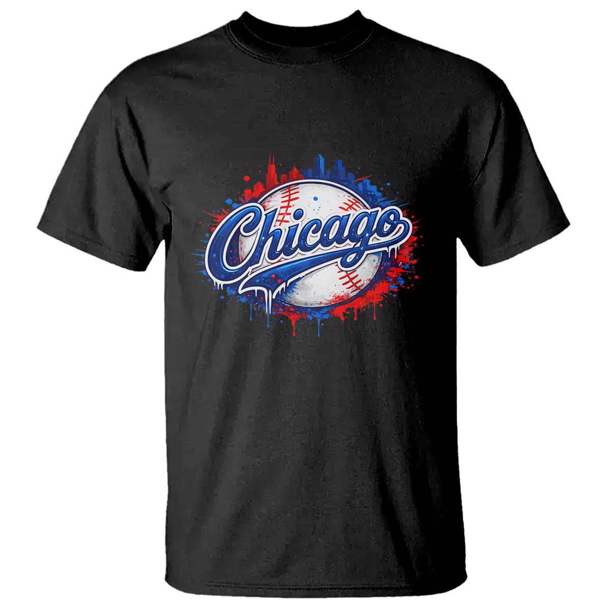 Chicago Pride Dripping Baseball Graphic T Shirt TS10 Black Print Your Wear