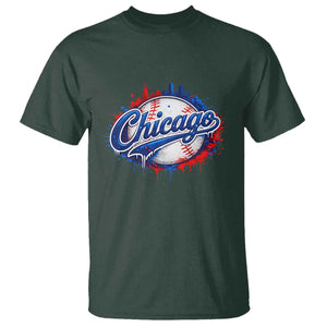 Chicago Pride Dripping Baseball Graphic T Shirt TS10 Dark Forest Green Print Your Wear