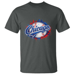 Chicago Pride Dripping Baseball Graphic T Shirt TS10 Dark Heather Print Your Wear