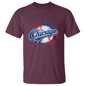 Chicago Pride Dripping Baseball Graphic T Shirt TS10 Maroon Print Your Wear