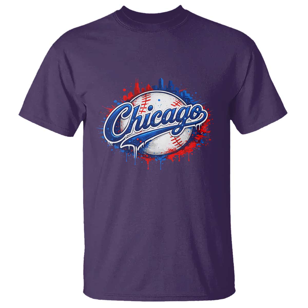 Chicago Pride Dripping Baseball Graphic T Shirt TS10 Purple Print Your Wear