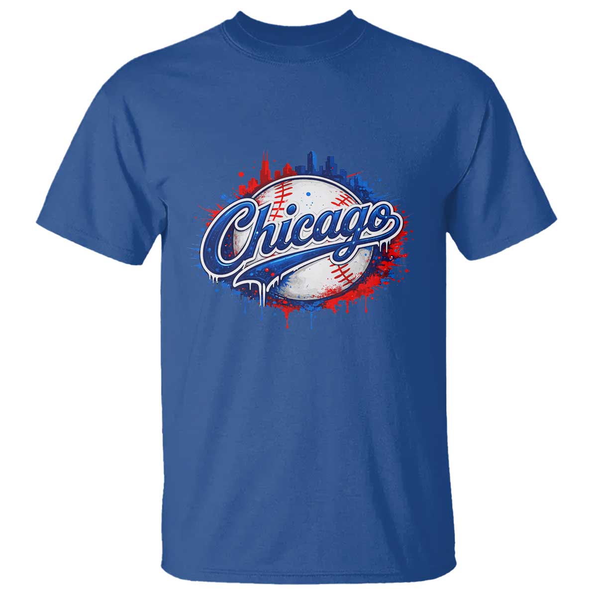 Chicago Pride Dripping Baseball Graphic T Shirt TS10 Royal Blue Print Your Wear