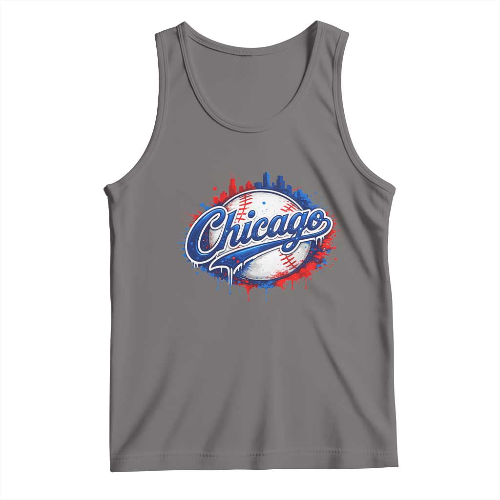 Chicago Pride Dripping Baseball Graphic Tank Top TS10 Deep Heather Print Your Wear