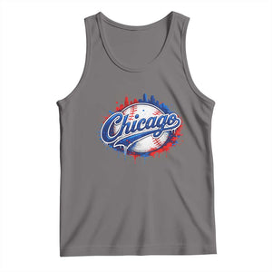 Chicago Pride Dripping Baseball Graphic Tank Top TS10 Deep Heather Print Your Wear
