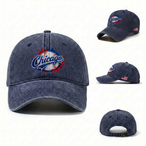 Chicago Pride Dripping Baseball Graphic Washed Cotton Baseball Cap TS10 Washed Cap Universal Fit Navy Print Your Wear