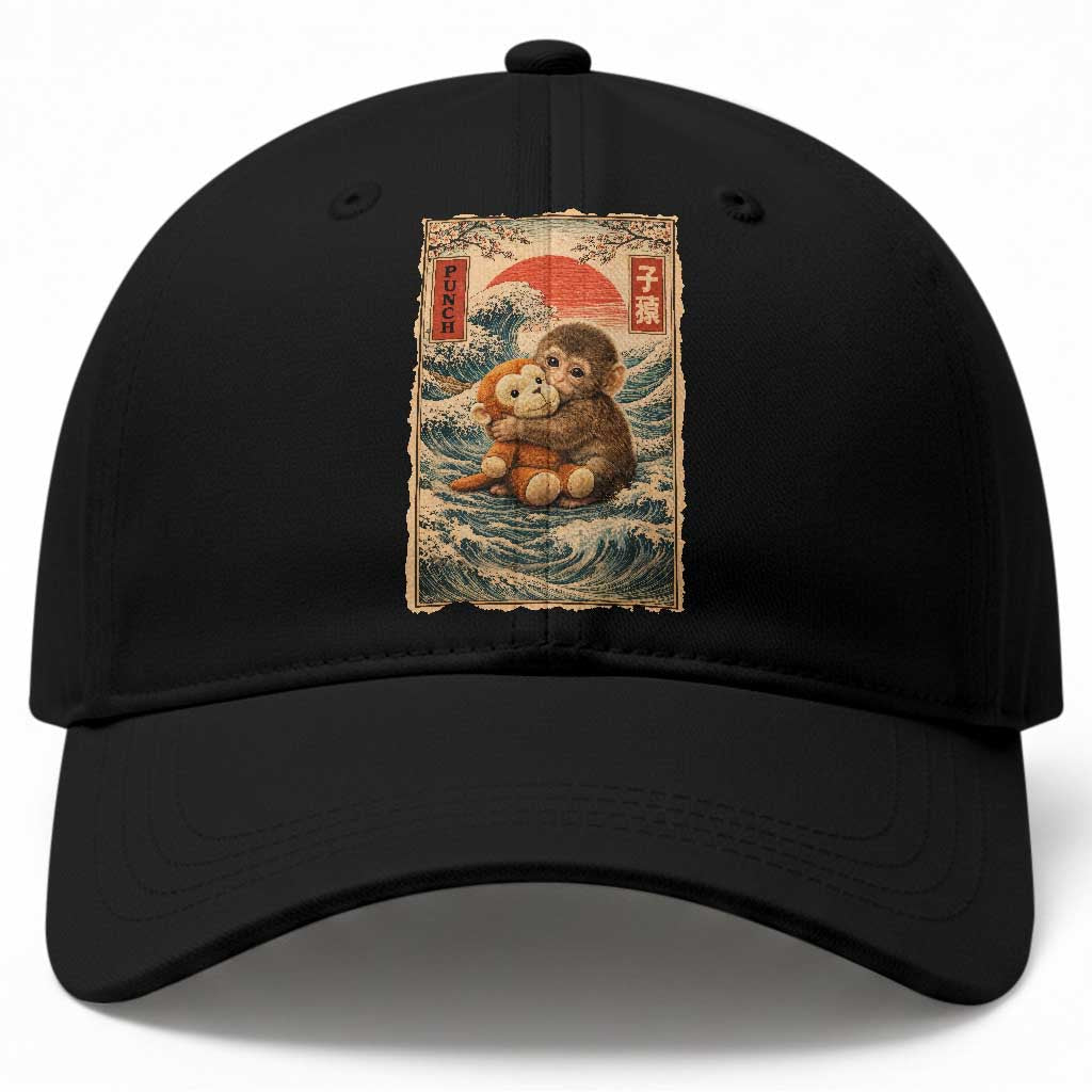 Kawaii Baby Monkey Punch Baseball Cap Vintage Japanese Graphic Cute Macaque Ukiyo-e TS10 Print Your Wear