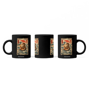 Kawaii Baby Monkey Punch Coffee Mug Vintage Japanese Graphic Cute Macaque Ukiyo-e TS10 Print Your Wear