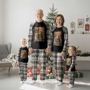 Kawaii Baby Monkey Punch Plaid Pajama Set Vintage Japanese Graphic Cute Macaque Ukiyo-e TS10 Christmas Plaid Print Your Wear