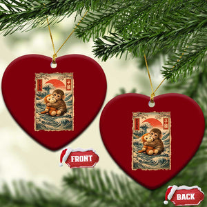 Kawaii Baby Monkey Punch Ceramic Ornament Vintage Japanese Graphic Cute Macaque Ukiyo-e TS10 Print Your Wear