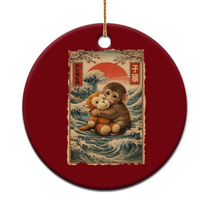 Kawaii Baby Monkey Punch Ceramic Ornament Vintage Japanese Graphic Cute Macaque Ukiyo-e TS10 1pc Red Print Your Wear