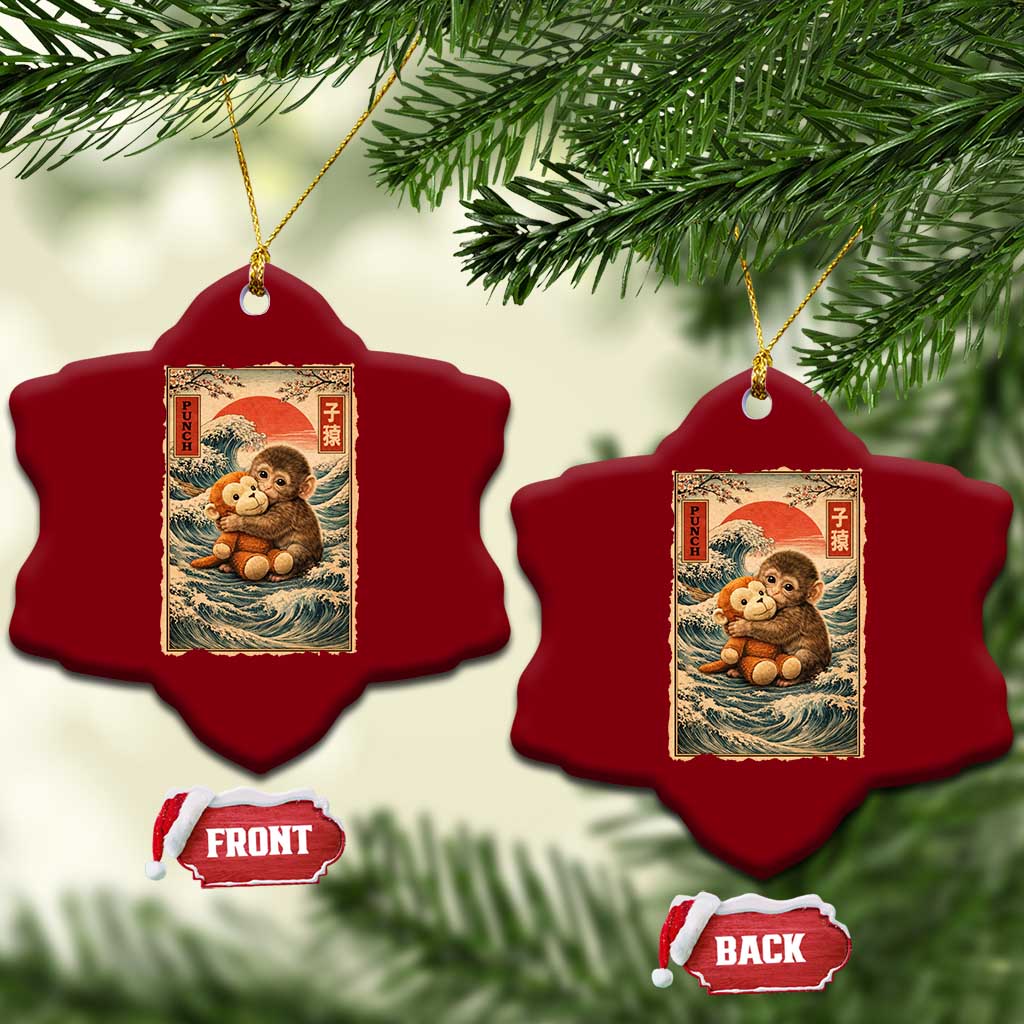 Kawaii Baby Monkey Punch Ceramic Ornament Vintage Japanese Graphic Cute Macaque Ukiyo-e TS10 Print Your Wear