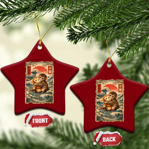 Kawaii Baby Monkey Punch Ceramic Ornament Vintage Japanese Graphic Cute Macaque Ukiyo-e TS10 Print Your Wear