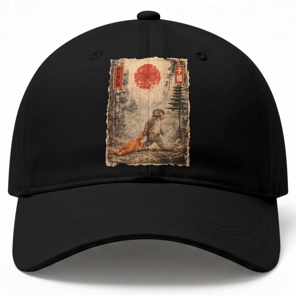 Vintage Japanese Baby Monkey Punch Baseball Cap Kawaii Macaque Ukiyo-e Art Funny TS10 Print Your Wear