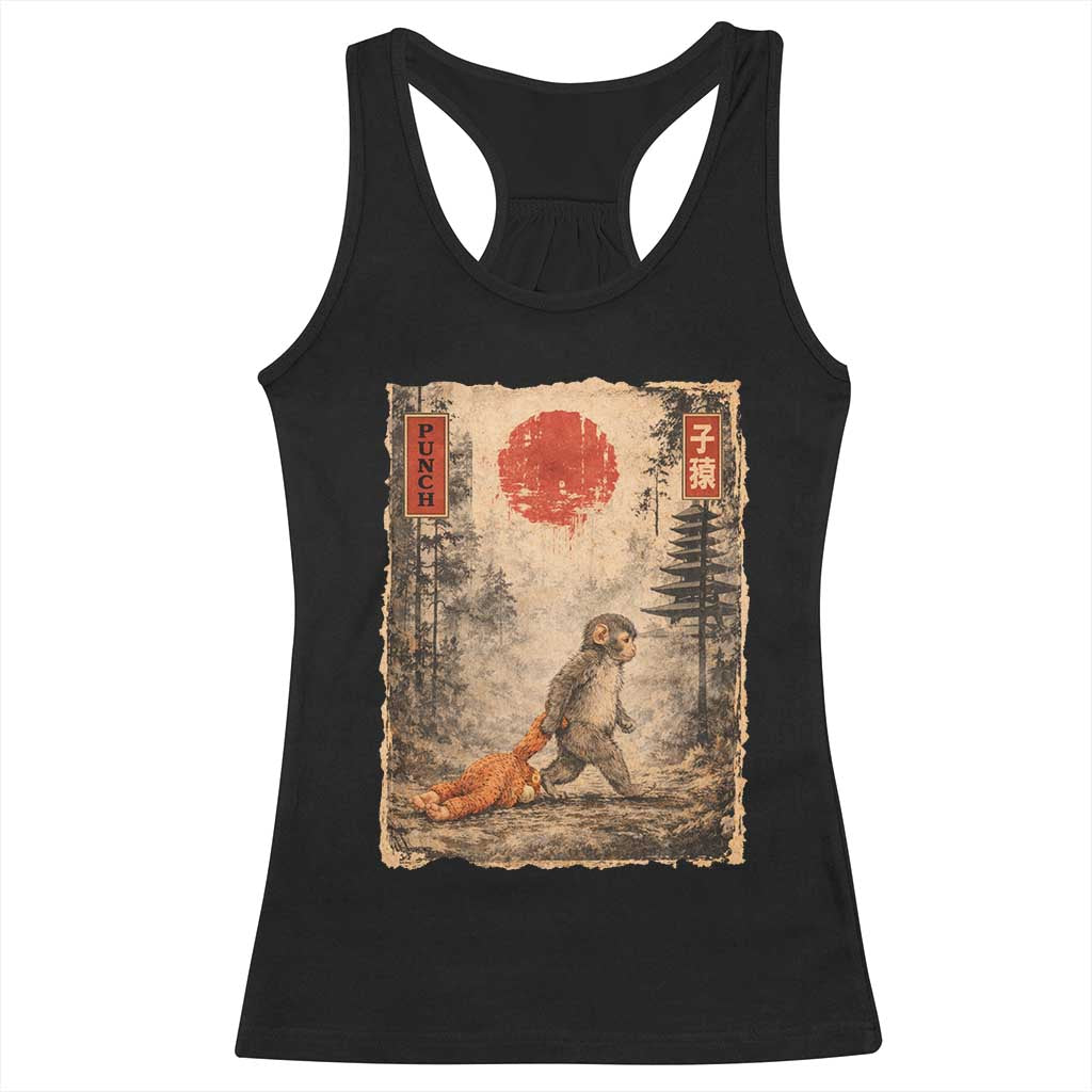 Vintage Japanese Baby Monkey Punch Racerback Tank Top Kawaii Macaque Ukiyo-e Art Funny TS10 Black Print Your Wear