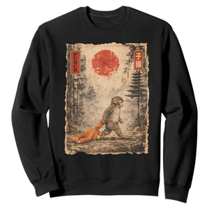 Vintage Japanese Baby Monkey Punch Sweatshirt Kawaii Macaque Ukiyo-e Art Funny TS10 Black Print Your Wear