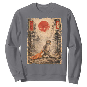 Vintage Japanese Baby Monkey Punch Sweatshirt Kawaii Macaque Ukiyo-e Art Funny TS10 Charcoal Print Your Wear