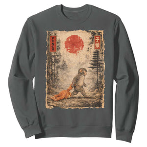 Vintage Japanese Baby Monkey Punch Sweatshirt Kawaii Macaque Ukiyo-e Art Funny TS10 Dark Heather Print Your Wear