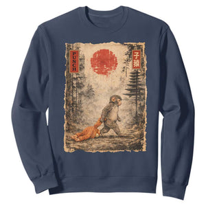 Vintage Japanese Baby Monkey Punch Sweatshirt Kawaii Macaque Ukiyo-e Art Funny TS10 Navy Print Your Wear