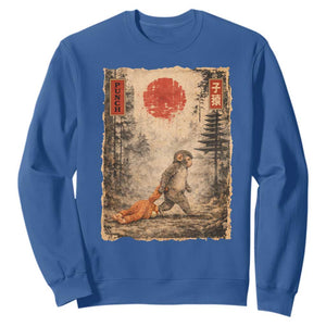Vintage Japanese Baby Monkey Punch Sweatshirt Kawaii Macaque Ukiyo-e Art Funny TS10 Royal Blue Print Your Wear
