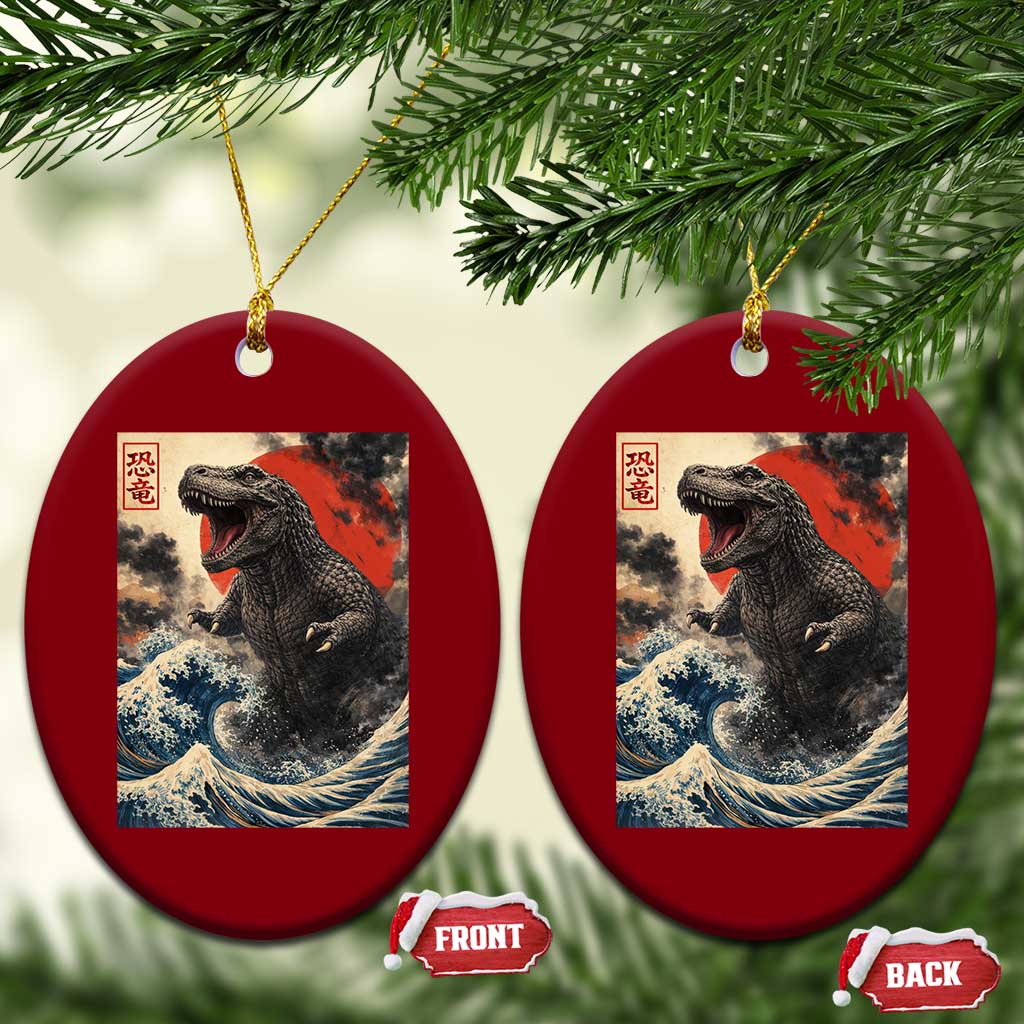 Japanese Dinosaur Ceramic Ornament Vintage Great Wave Monster Epic Giant Monster Ukiyo-e Style TS10 Print Your Wear