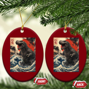Japanese Dinosaur Ceramic Ornament Vintage Great Wave Monster Epic Giant Monster Ukiyo-e Style TS10 Print Your Wear