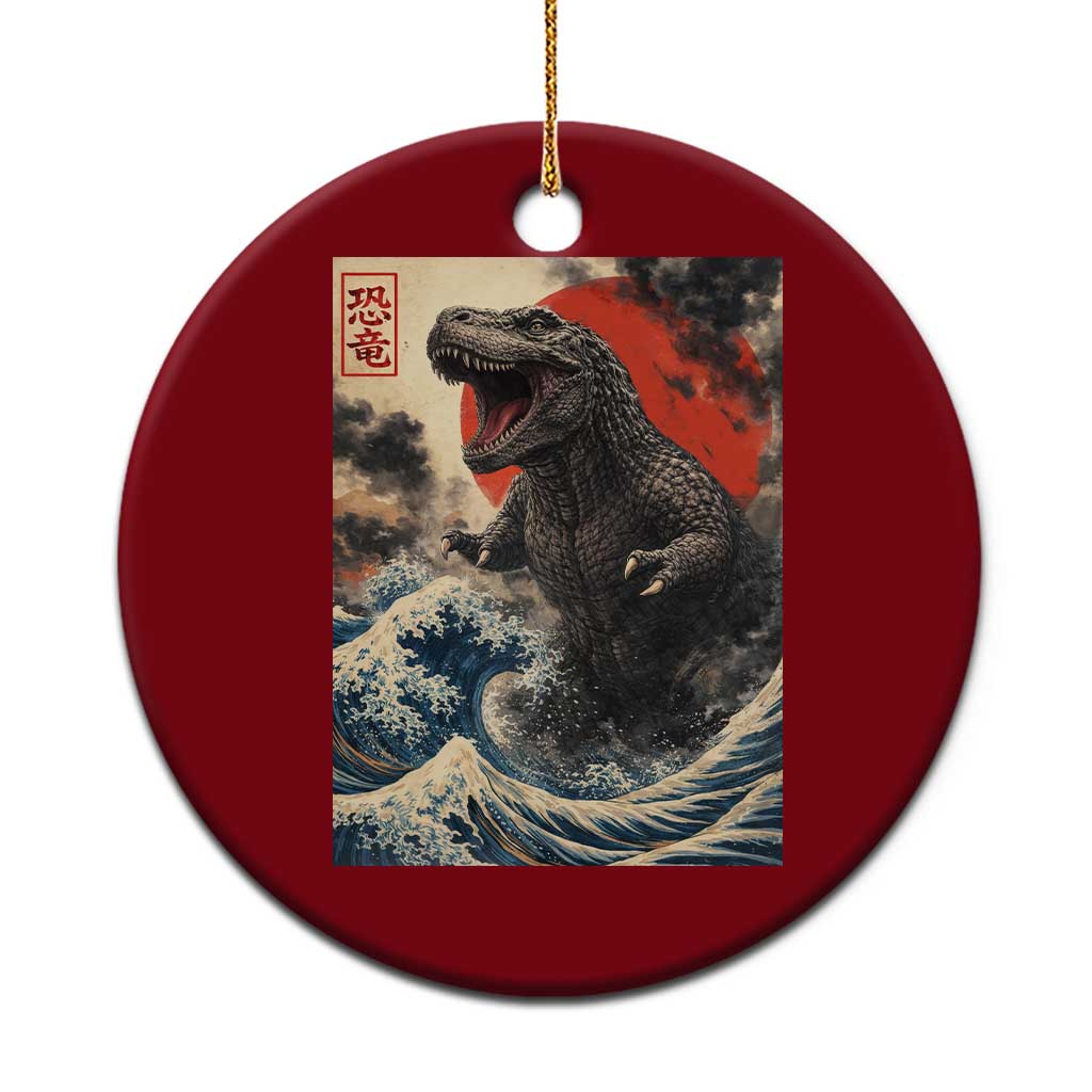 Japanese Dinosaur Ceramic Ornament Vintage Great Wave Monster Epic Giant Monster Ukiyo-e Style TS10 1pc Red Print Your Wear