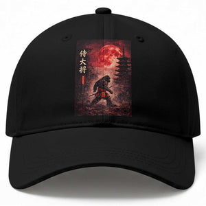 Samurai Bigfoot Baseball Cap Vintage Japanese Graphic Ukiyo-e Art Sasquatch Red Moon TS10 Print Your Wear