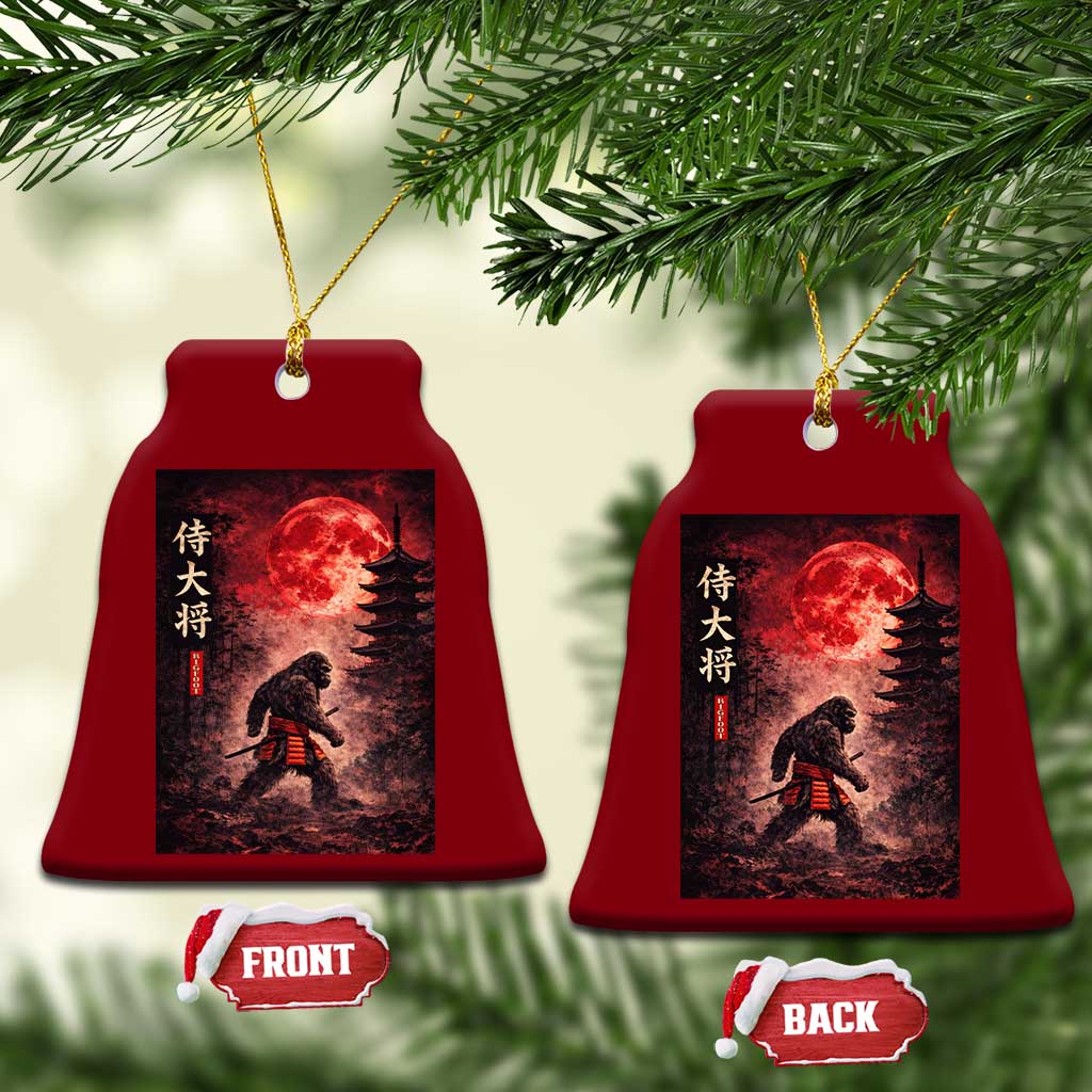 Samurai Bigfoot Ceramic Ornament Vintage Japanese Graphic Ukiyo-e Art Sasquatch Red Moon TS10 Print Your Wear