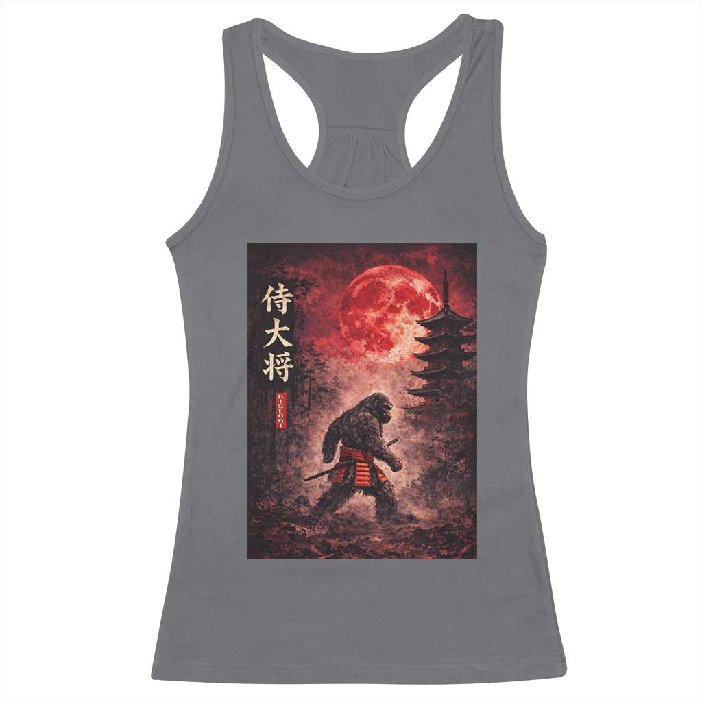 Samurai Bigfoot Racerback Tank Top Vintage Japanese Graphic Ukiyo-e Art Sasquatch Red Moon TS10 Charcoal Print Your Wear