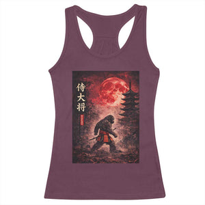 Samurai Bigfoot Racerback Tank Top Vintage Japanese Graphic Ukiyo-e Art Sasquatch Red Moon TS10 Maroon Print Your Wear