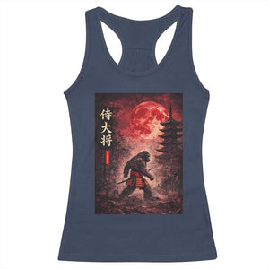 Samurai Bigfoot Racerback Tank Top Vintage Japanese Graphic Ukiyo-e Art Sasquatch Red Moon TS10 Navy Print Your Wear