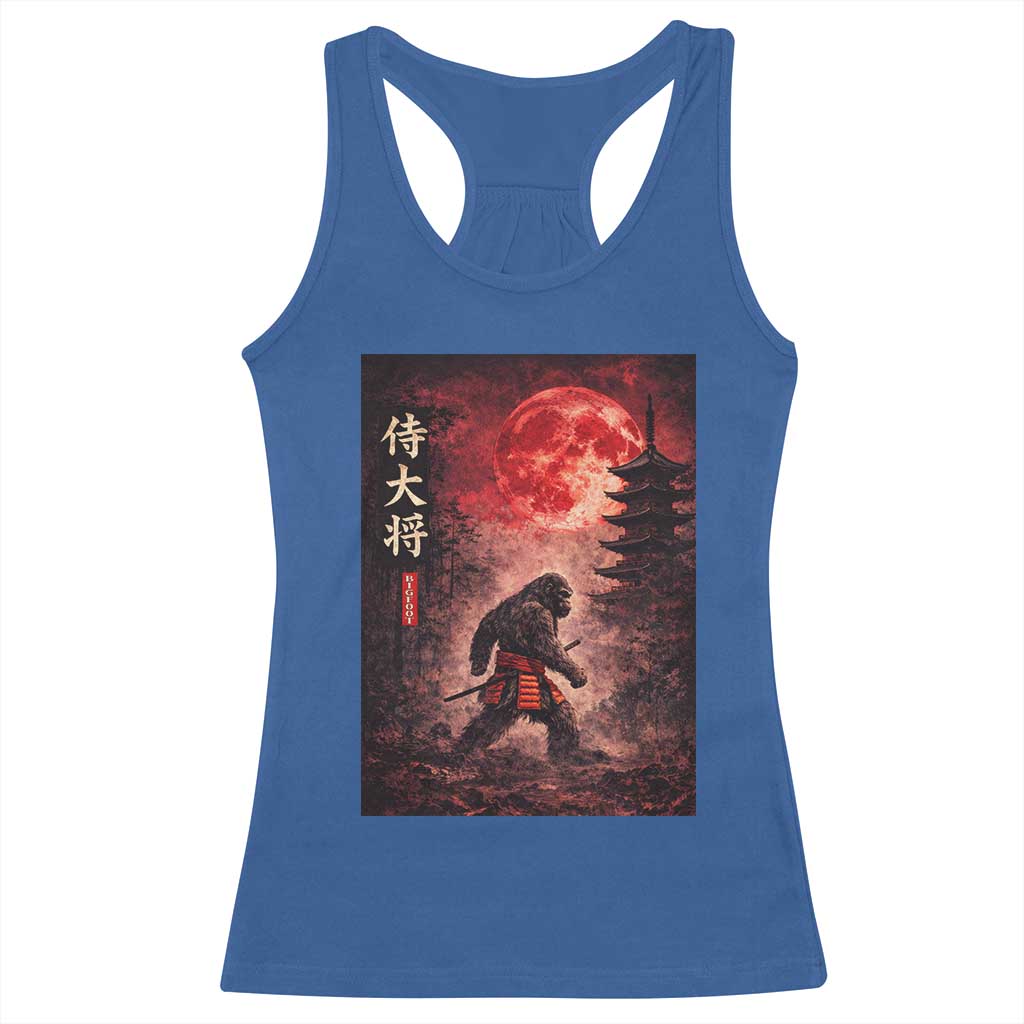 Samurai Bigfoot Racerback Tank Top Vintage Japanese Graphic Ukiyo-e Art Sasquatch Red Moon TS10 Royal Blue Print Your Wear