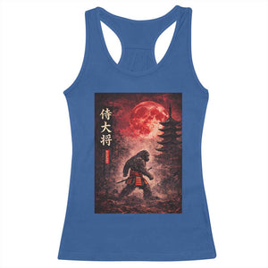 Samurai Bigfoot Racerback Tank Top Vintage Japanese Graphic Ukiyo-e Art Sasquatch Red Moon TS10 Royal Blue Print Your Wear