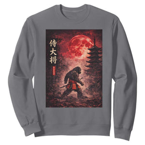 Samurai Bigfoot Sweatshirt Vintage Japanese Graphic Ukiyo-e Art Sasquatch Red Moon TS10 Charcoal Print Your Wear