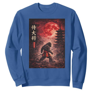Samurai Bigfoot Sweatshirt Vintage Japanese Graphic Ukiyo-e Art Sasquatch Red Moon TS10 Royal Blue Print Your Wear