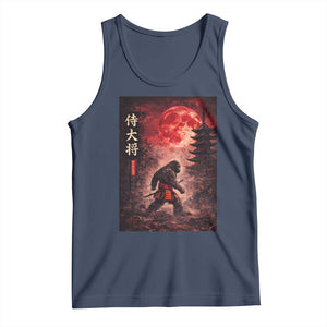Samurai Bigfoot Tank Top Vintage Japanese Graphic Ukiyo-e Art Sasquatch Red Moon TS10 Navy Print Your Wear
