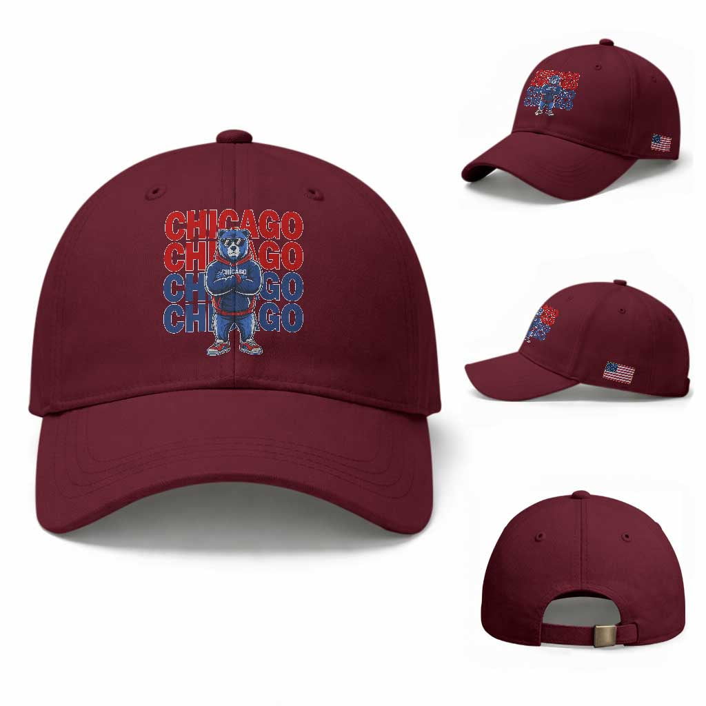 Vintage Chicago Pride Graphic Baseball Cap US State Sports Fan Baseball Lover TS10 Baseball Cap Universal Fit Maroon Print Your Wear
