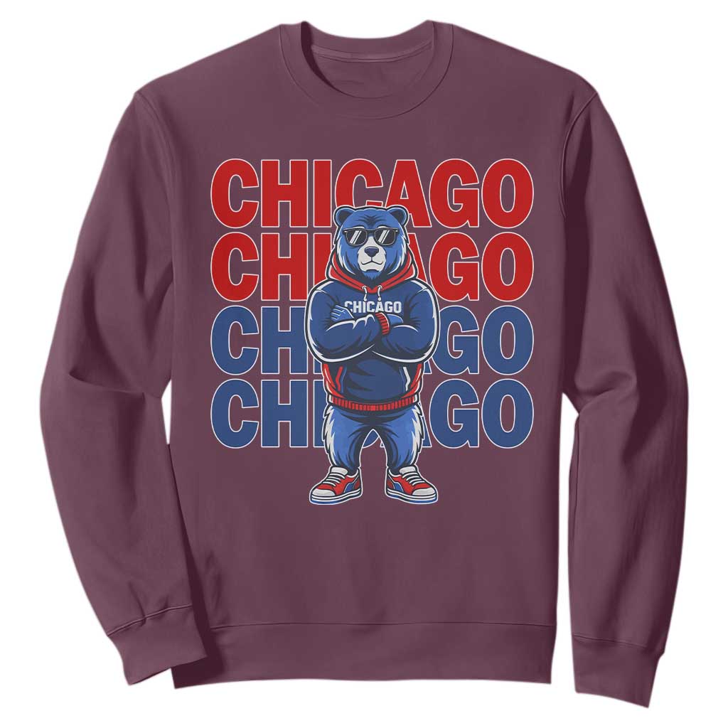 Vintage Chicago Pride Graphic Sweatshirt US State Sports Fan Baseball Lover TS10 Maroon Print Your Wear
